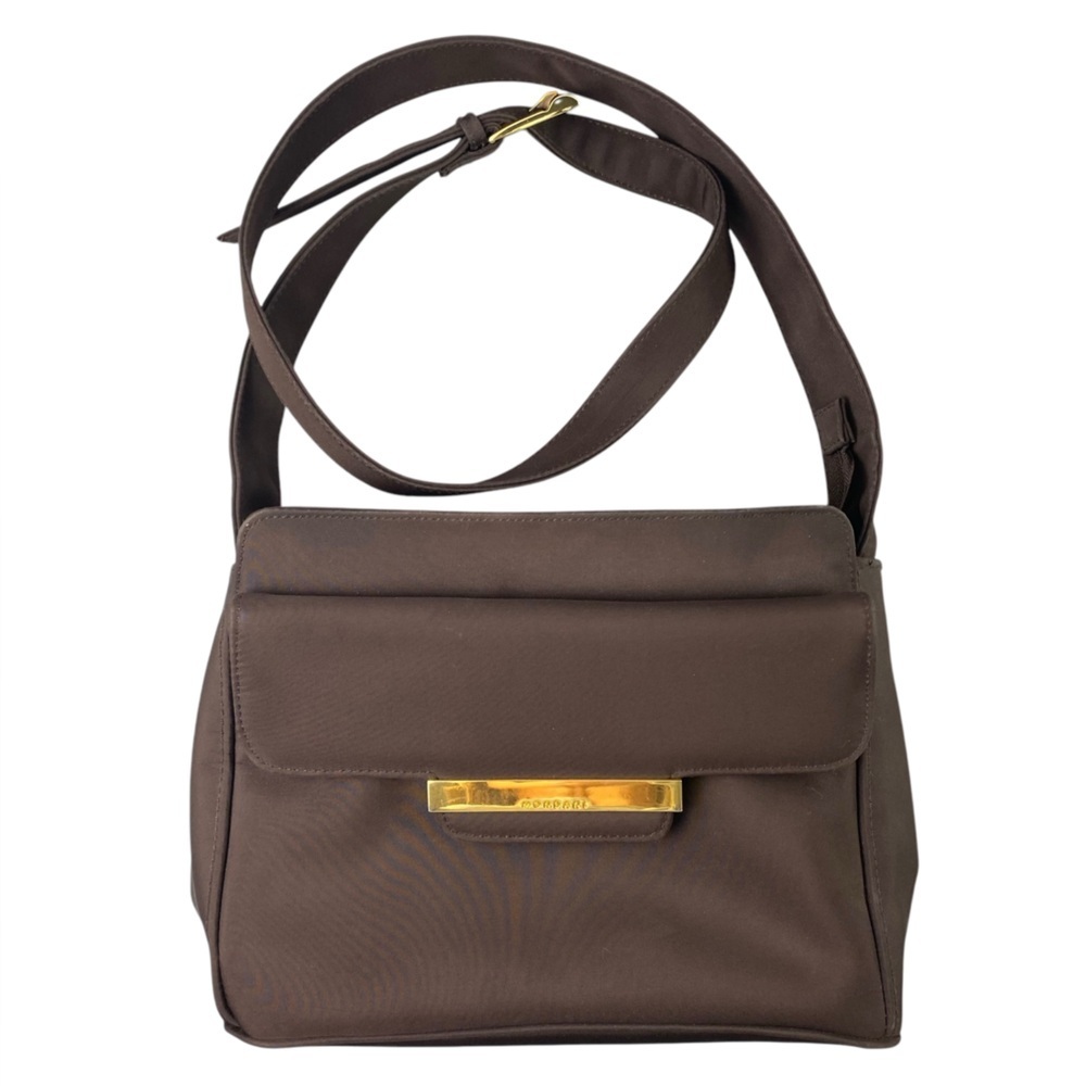 Modani EUC brown adjustable strap crossbody with gold tone hardware